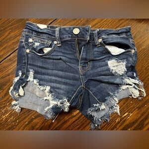 American Eagle Distressed Dark Blue Jean Shorts